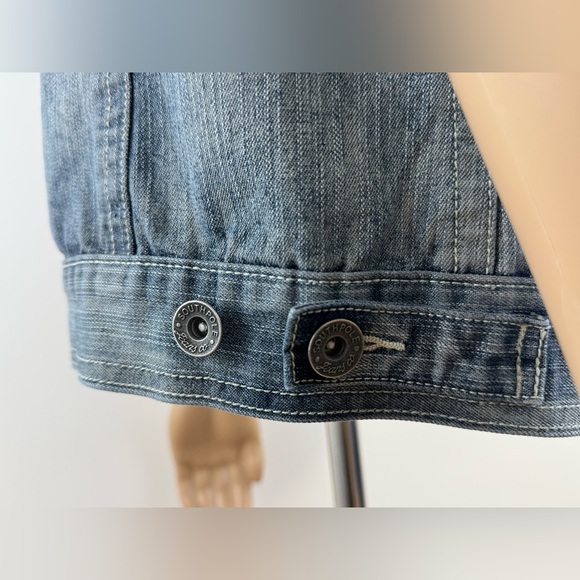 Southpole Distressed Sleeveless Denim Vest, Men's Size Medium, Assorted Patches - Picture 6 of 16